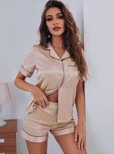 Load image into Gallery viewer, Solid Color Basic Shirt-Collar Short Sleeved Shorts Suit Casual Home Wear Sleepwear
