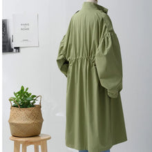 Load image into Gallery viewer, Women&#39;s Loose Solid Color Dropped Shoulder Lantern Sleeve Drawstring Windbreaker
