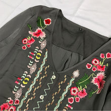 Load image into Gallery viewer, Fashion Embroidered Floral Shirt V-neck Loose Long-sleeved Blouse
