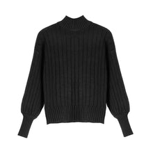 Load image into Gallery viewer, Fashion Casual Top Half High Collar Lantern Sleeve Pit Stripe Sweater
