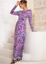 Load image into Gallery viewer, Floral Printed Long Sleeve Polyester Long Dress
