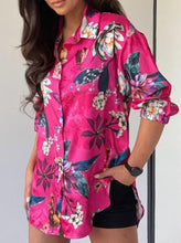 Load image into Gallery viewer, Fashion Polyester Floral Shawl Collar Regular Sleeve Blouse
