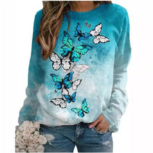 Load image into Gallery viewer, Women&#39;s Floral Butterfly Animal Print Round Neck Short Long Sleeve Sweatshirt

