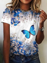 Load image into Gallery viewer, Women&#39;s Butterfly Print Short Sleeve T-Shirt Top
