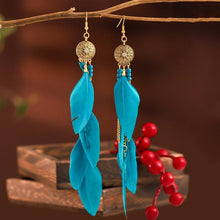Load image into Gallery viewer, Vintage Chain Tassel Bohemian Feather Long Earrings

