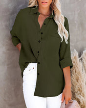 Load image into Gallery viewer, Simple Long-sleeved V-neck Button Ladies Cotton And Linen Shirt
