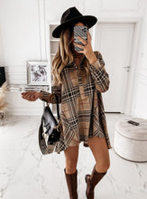 Load image into Gallery viewer, European And American Loose Women&#39;s Plaid Shirt Dress
