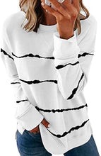 Load image into Gallery viewer, Casual Cotton Blended Striped Round Neck Long Sleeve Loose Sweatshirt
