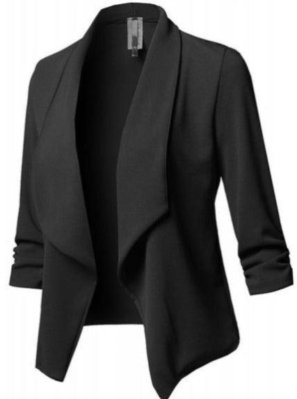 Fashion Cotton Plain Shawl Collar Regular Sleeve Blazer