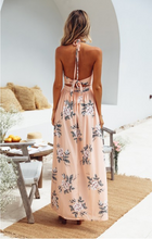 Load image into Gallery viewer, Beach A-line Halter Sleeveless Chiffon Solid Color Strappy Ankle Length Summer Dress
