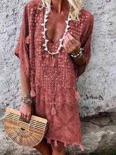 Load image into Gallery viewer, Loose Waist Bohemian V-neck Print Dress
