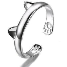 Charger l&#39;image dans la galerie, Cat Ring in 14k White Gold Plate
