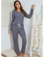 Load image into Gallery viewer, Polyester Plain Color V-neck Regular Strappy Simple Loose Sleepwear
