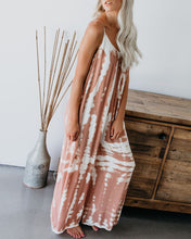 Load image into Gallery viewer, Beach Cotton Tie Dye V-neck Sleeveless Backless Jumpsuit
