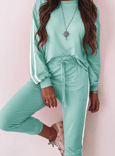 Load image into Gallery viewer, Casual Polyester Plain Color Round Neck Regular Sleeve Blouse &amp; Long Pant Suits
