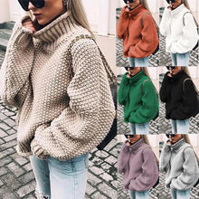 Charger l&#39;image dans la galerie, Casual Solid Color Turtleneck Long Sleeve Bat Sleeve Thick Needle Sweater

