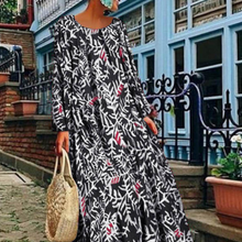 Load image into Gallery viewer, Casual A-line V-neck Long Sleeve Floral Print Maxi Summer Dress
