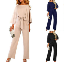 Load image into Gallery viewer, Slim-fit Lace-up Cotton Blended Jumpsuit
