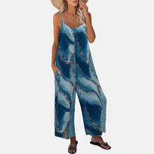 Load image into Gallery viewer, Women&#39;s Printed Suspender Pocket Casual Wide Leg Jumpsuit

