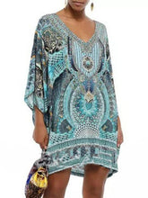 Load image into Gallery viewer, Bohemian V-neck 3/4 Sleeve Printed Casual Dress
