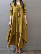Load image into Gallery viewer, Fashion Shift V-neck Button Linen Maxi Dresses
