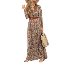 Load image into Gallery viewer, Bohemian Long Sleeve V-neck Floral Long Dress

