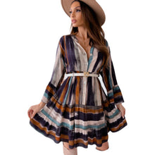 Load image into Gallery viewer, Fashion Style Tie-dye V-neck Long-sleeved Dress Women
