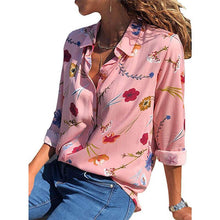 Load image into Gallery viewer, Casual long-sleeved solid color stitching chiffon shirt ladies top
