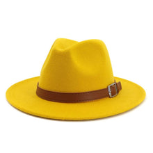 Load image into Gallery viewer, Fashion Felt Plain Color Belt Buckle Fedora Hat
