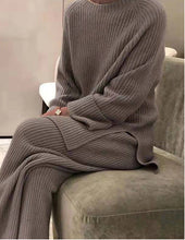 Load image into Gallery viewer, Two Pieces Of Long-Sleeved Solid Color Knitted Casual Pants Suit

