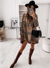 Load image into Gallery viewer, European And American Loose Women&#39;s Plaid Shirt Dress
