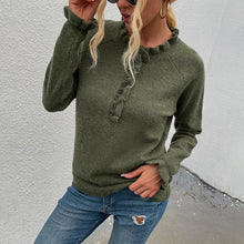 Load image into Gallery viewer, Knit Sweater Wooden Ear Button Blouse
