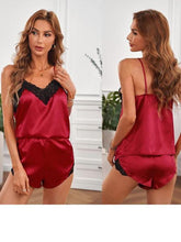 Load image into Gallery viewer, Sling Pajamas Suit New Sleeveless Lace Ice Silk Sexy Nightdress Imitation Silk
