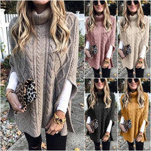 Charger l&#39;image dans la galerie, High Collar Solid Color Street Hipster Sweater Loose Fashion Cape
