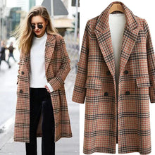 Load image into Gallery viewer, Plus Size Women&#39;s Plaid Long Sleeve Lapel Coat
