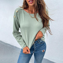 Load image into Gallery viewer, Autumn Boat Neck Shoulder Clasp Pullover Sweater
