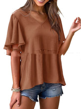 Load image into Gallery viewer, Women&#39;s Top Short Sleeve V-Neck Solid Color Shirt
