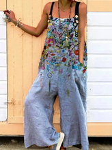 Load image into Gallery viewer, Sleeveless Printed Suspender Pocket Jumpsuit
