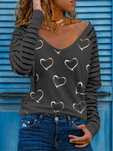 Load image into Gallery viewer, Printed V-Neck Long Sleeve All-Match Bottoming T-Shirt
