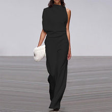 Load image into Gallery viewer, Solid Color One-Shoulder Pile Collar Jumpsuit
