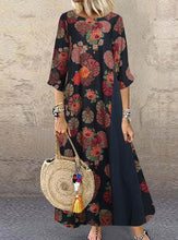 Load image into Gallery viewer, Retro Cotton Linen Floral Patchwork Dress
