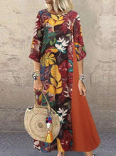 Load image into Gallery viewer, Retro Cotton Linen Floral Patchwork Dress
