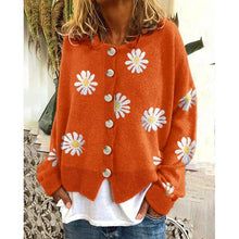 Load image into Gallery viewer, Knitted Small Daisy Cardigan Casual Loose Sweater

