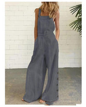 Load image into Gallery viewer, Retro Side Pocket Casual Wide-Leg Side Buckle Jumpsuit

