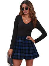 Load image into Gallery viewer, Sweet Polyester High Waist Micro-Elastic Short Plaid Skirt
