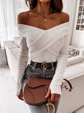 Load image into Gallery viewer, Autumn And Winter Long-sleeved Solid Color Off-shoulder T-shirt
