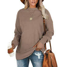 Load image into Gallery viewer, Round Neck Long-Sleeved Solid Color Sweatshirt
