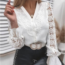 Load image into Gallery viewer, Women&#39;s Long Sleeve Lace Fashion Sexy V-neck Blouse Top
