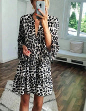 Load image into Gallery viewer, European And American Leopard Print V neck Dress
