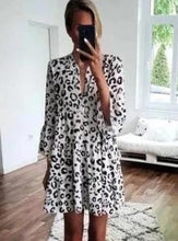Load image into Gallery viewer, European And American Leopard Print V neck Dress
